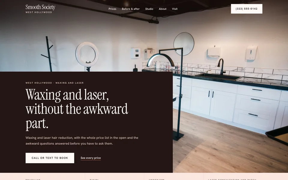 A waxing and laser studio website built on Soloona